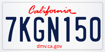 CA license plate 7KGN150