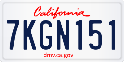CA license plate 7KGN151