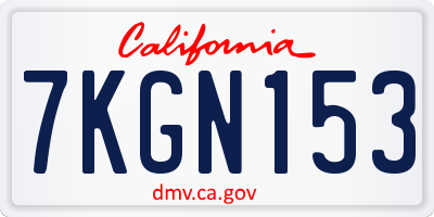 CA license plate 7KGN153