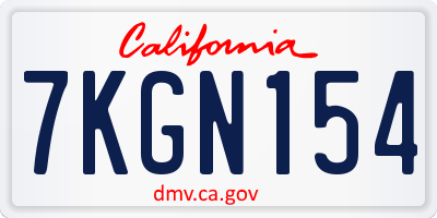 CA license plate 7KGN154
