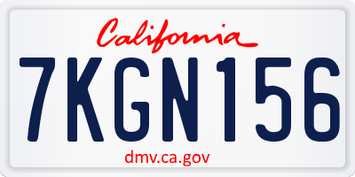 CA license plate 7KGN156