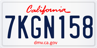 CA license plate 7KGN158