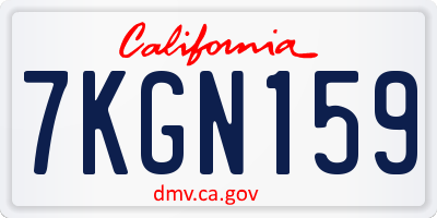 CA license plate 7KGN159
