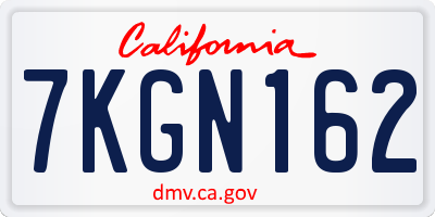 CA license plate 7KGN162