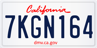 CA license plate 7KGN164