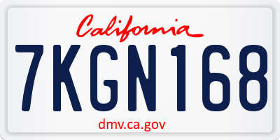 CA license plate 7KGN168