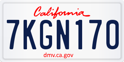 CA license plate 7KGN170