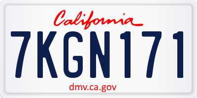 CA license plate 7KGN171