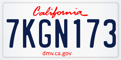 CA license plate 7KGN173