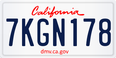 CA license plate 7KGN178