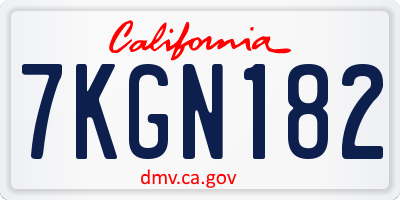 CA license plate 7KGN182