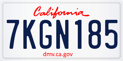 CA license plate 7KGN185