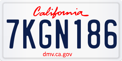 CA license plate 7KGN186