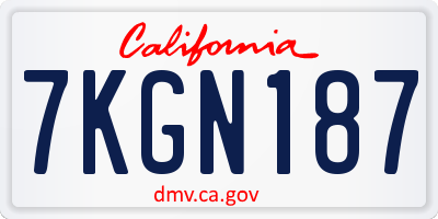 CA license plate 7KGN187