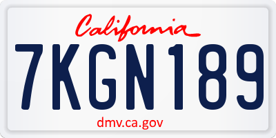 CA license plate 7KGN189