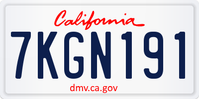 CA license plate 7KGN191