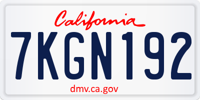CA license plate 7KGN192