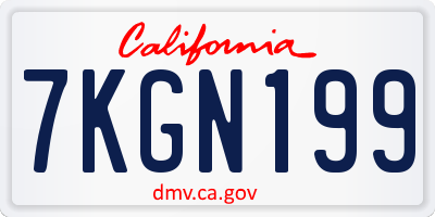 CA license plate 7KGN199