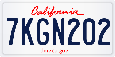 CA license plate 7KGN202