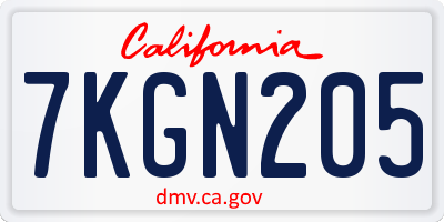 CA license plate 7KGN205