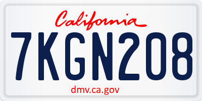 CA license plate 7KGN208