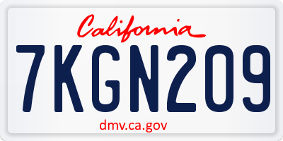CA license plate 7KGN209