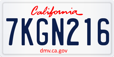 CA license plate 7KGN216