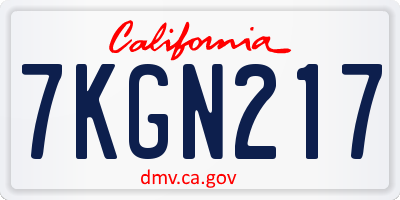 CA license plate 7KGN217
