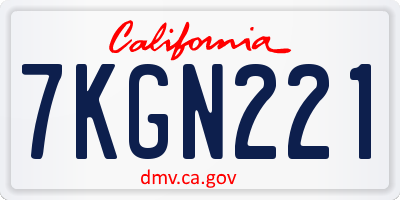 CA license plate 7KGN221