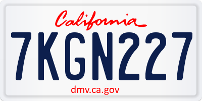 CA license plate 7KGN227