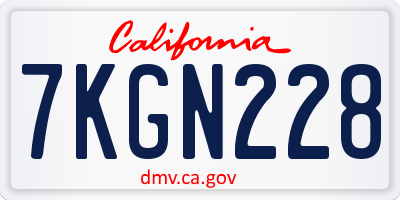 CA license plate 7KGN228