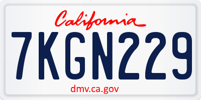 CA license plate 7KGN229