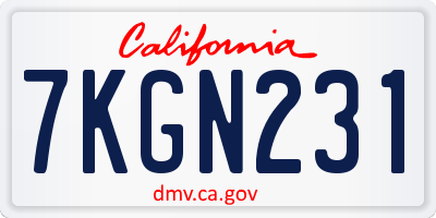 CA license plate 7KGN231