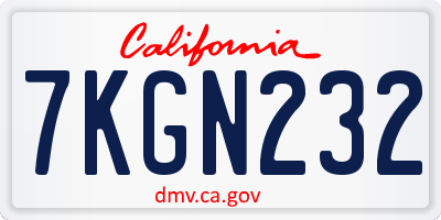 CA license plate 7KGN232