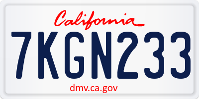CA license plate 7KGN233