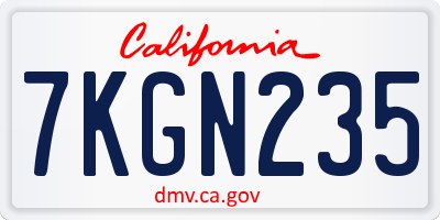 CA license plate 7KGN235