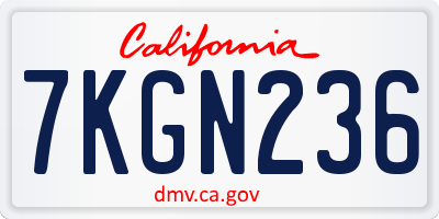CA license plate 7KGN236