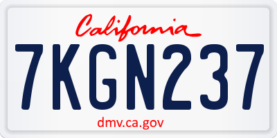 CA license plate 7KGN237
