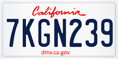 CA license plate 7KGN239