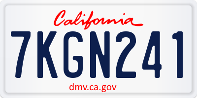 CA license plate 7KGN241