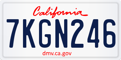 CA license plate 7KGN246