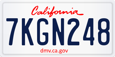 CA license plate 7KGN248