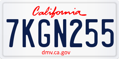 CA license plate 7KGN255