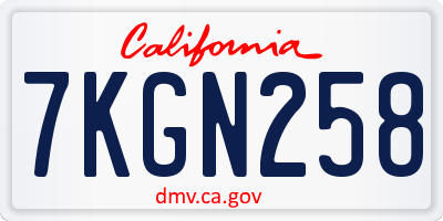 CA license plate 7KGN258