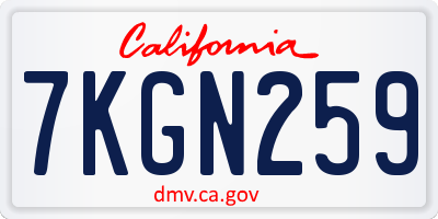 CA license plate 7KGN259
