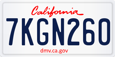 CA license plate 7KGN260