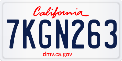 CA license plate 7KGN263