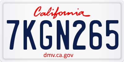 CA license plate 7KGN265