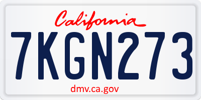 CA license plate 7KGN273