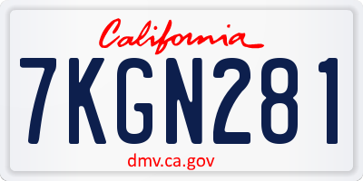 CA license plate 7KGN281